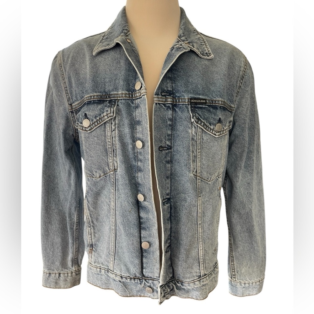 CALVIN KLEIN Classic Casual Denim Jean Jacket Blue Size LARGE